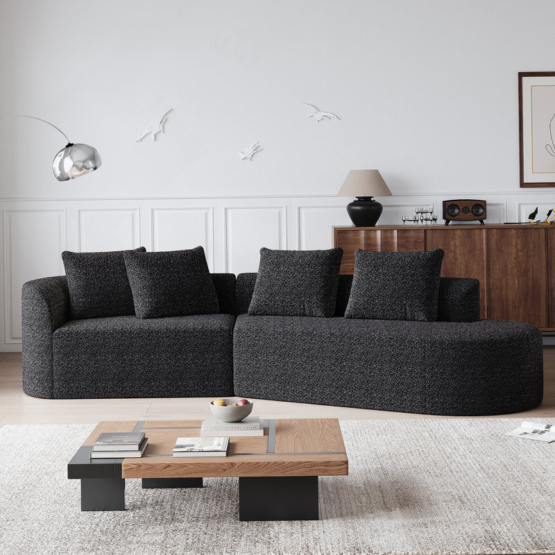 Canapé modulaire surdimensionné et rembourré Modern, Chenille noir, Face à la droite