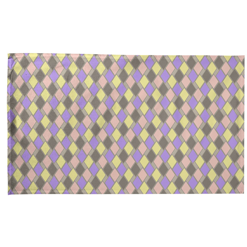 Serviette de thé rétro diamants Mcguigan, Sergé de coton, Gris / Rose