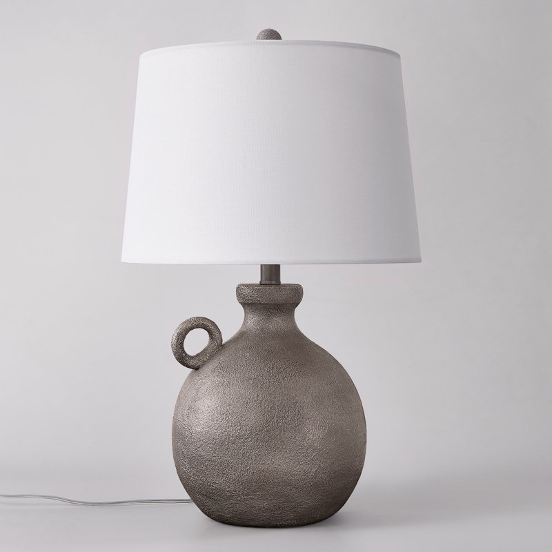 Maryclare 25 po blanc côtier rustique à intensité variable en résine céramique chambre salon table de chevet table de chevet avec port USB