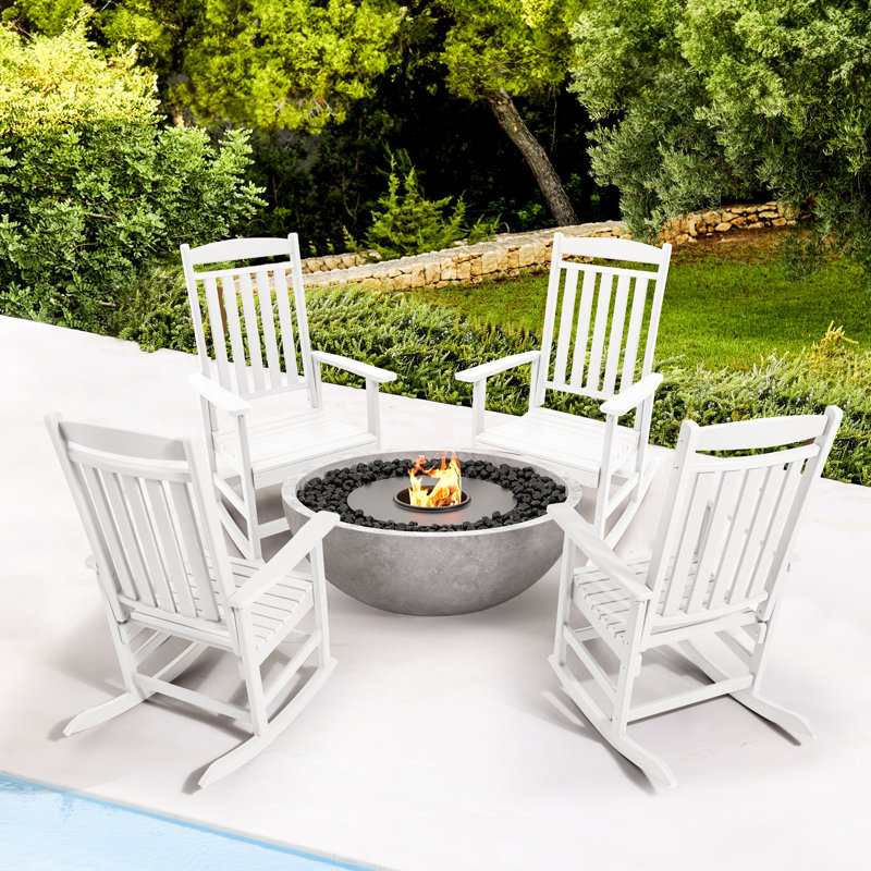 Chaise berçante en plastique Lashay, Blanc