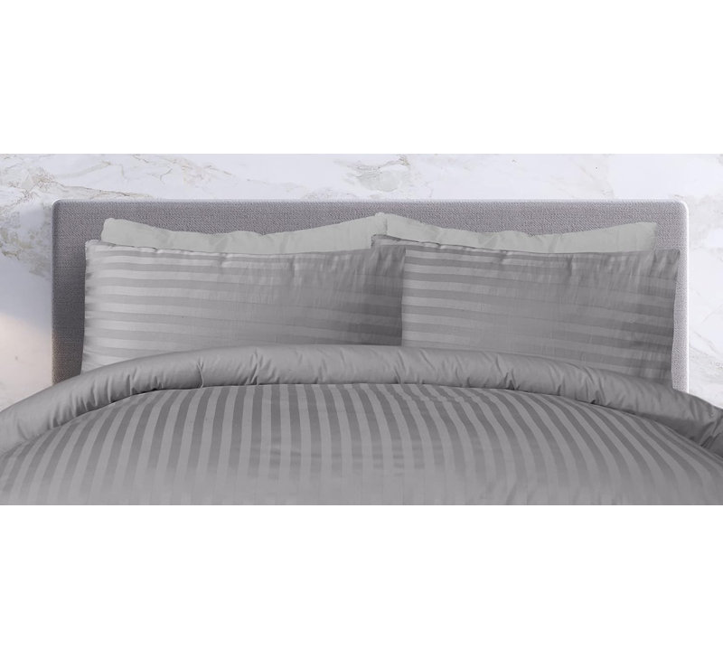 Single Stripe Duvet Set, King  Duvet Cover + 2 Standard Pillowcases, Grey