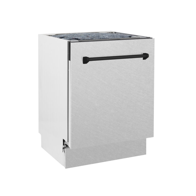 ZLINE Autograph Edition 24" Control Tall Tub Dishwasher in Fingerprint Resistant Stainless Steel, 51dBa, Matte Black 