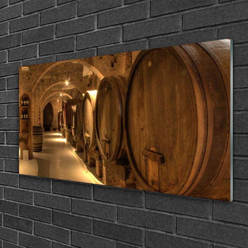 Glass Print Wall Art 100X50cm Image Printed On Glass Decorative Wall Picture Behind Toughened / Tempered Safety Real Glass For Kitchen & Living Room Theme: Barrels Art
