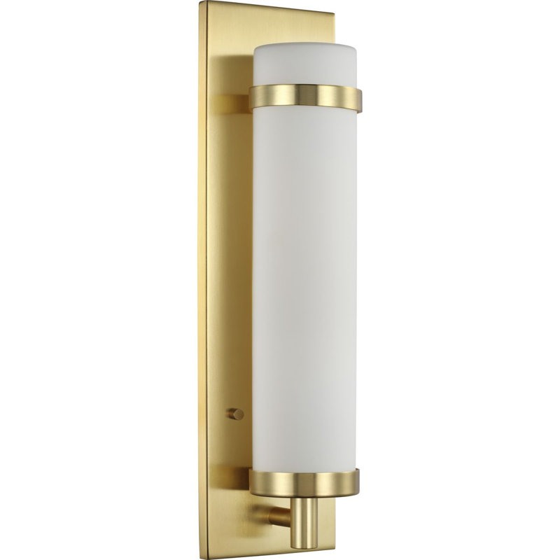 Plafonnier encastré à intensité variable 1 lumière Asencion, Laiton satiné, H 18 po x l 5 po x P 4 po