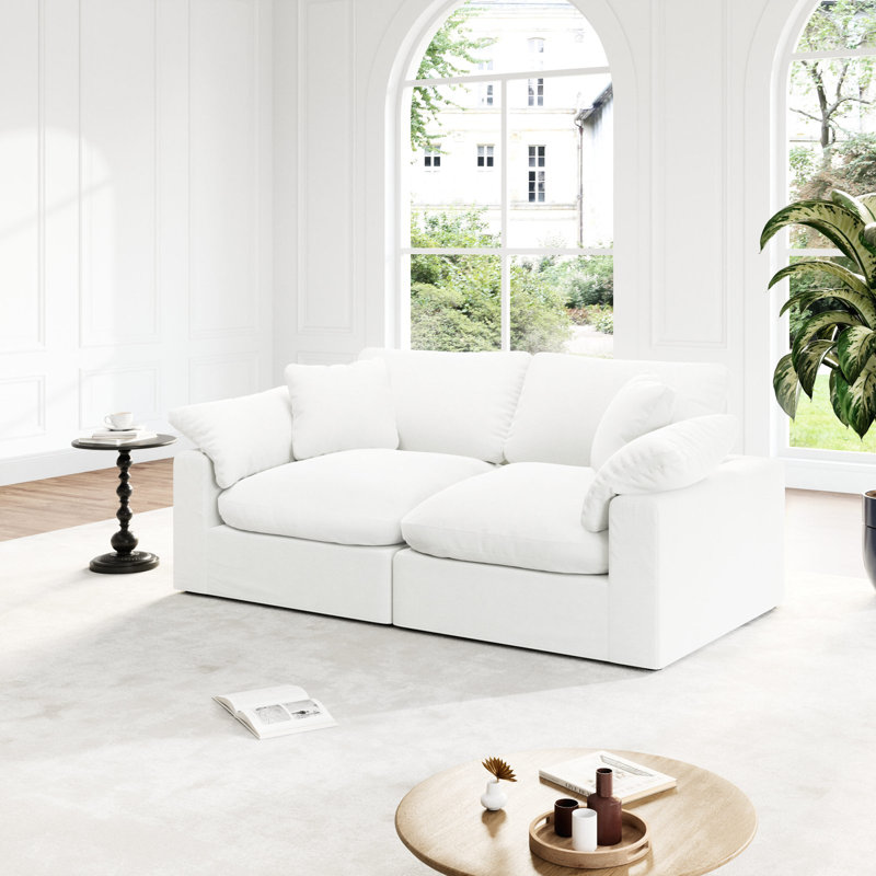 Upholstered Cloud Modular Sectional Sofa, Modern Comfy Couch Filled With Down, Convertible Deep Seat Couches For Living Room Apartment Lounge Bedroom