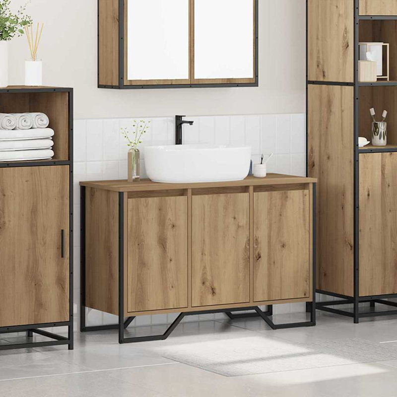 Sink Cabinet 91 X 35 X 60 Cm Engineered Wood, Artisan Oak