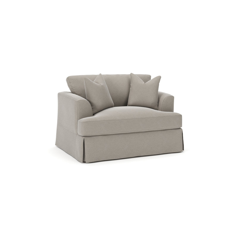 Lucia Slipcovered Chair and a Half, Drusky Linen Sustain® Basketweave