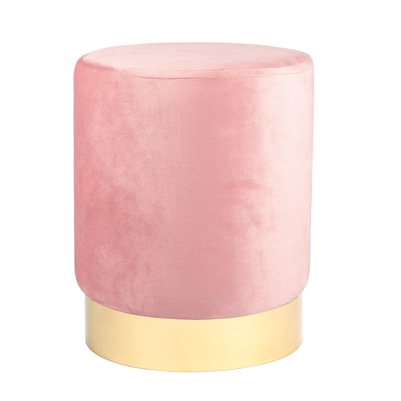 Harbour Housewares - Round Velvet Pouffe, Pink