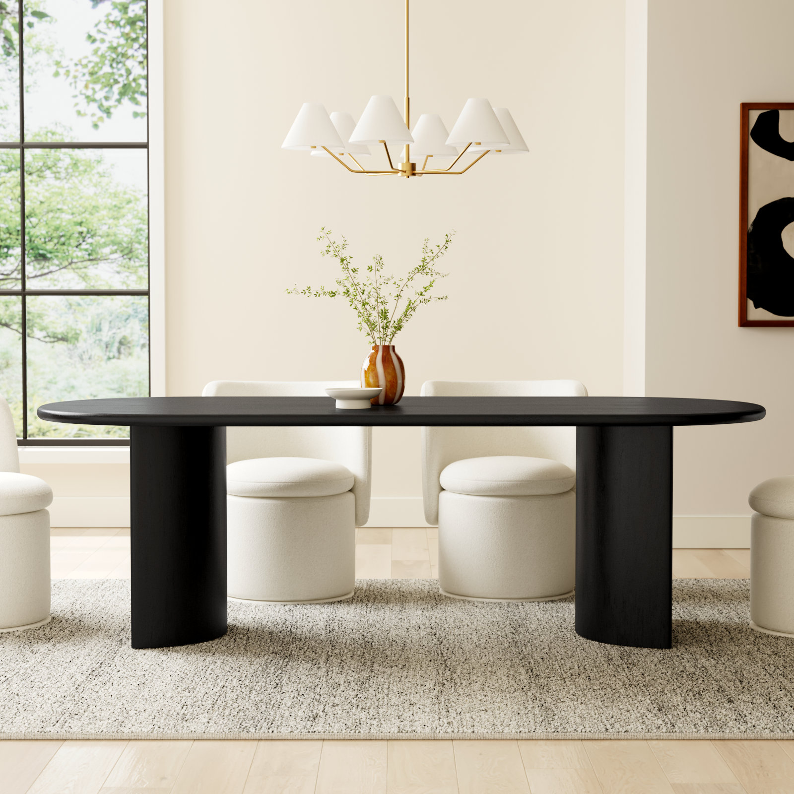 Haiden Oval Dining Table, 30" H x 94" W x 42" D, Aged Black Acacia