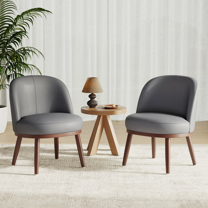 Chaise d'appoint moderne rembourrée avec pieds en bois massif, Gris foncé