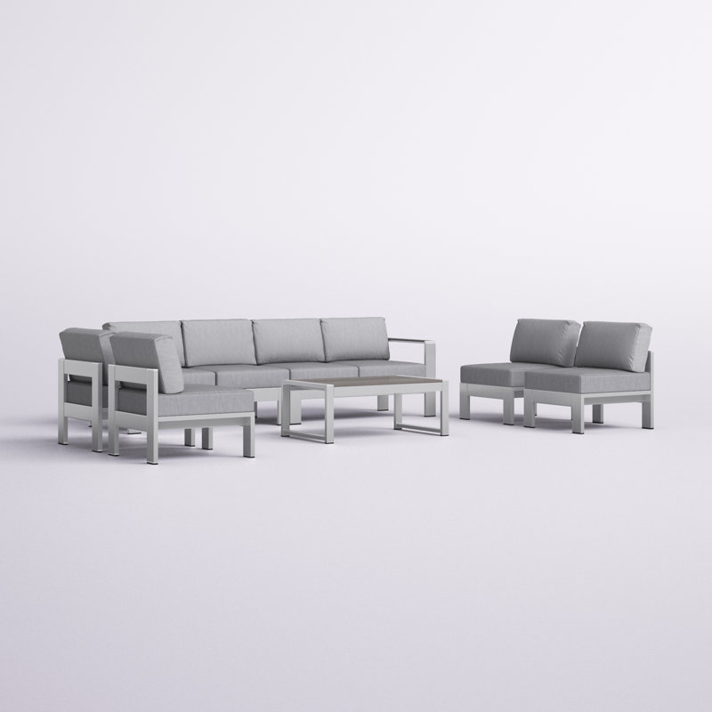 Ensemble de canapé modulaire d'extérieur 7 pièces Shore, Gris