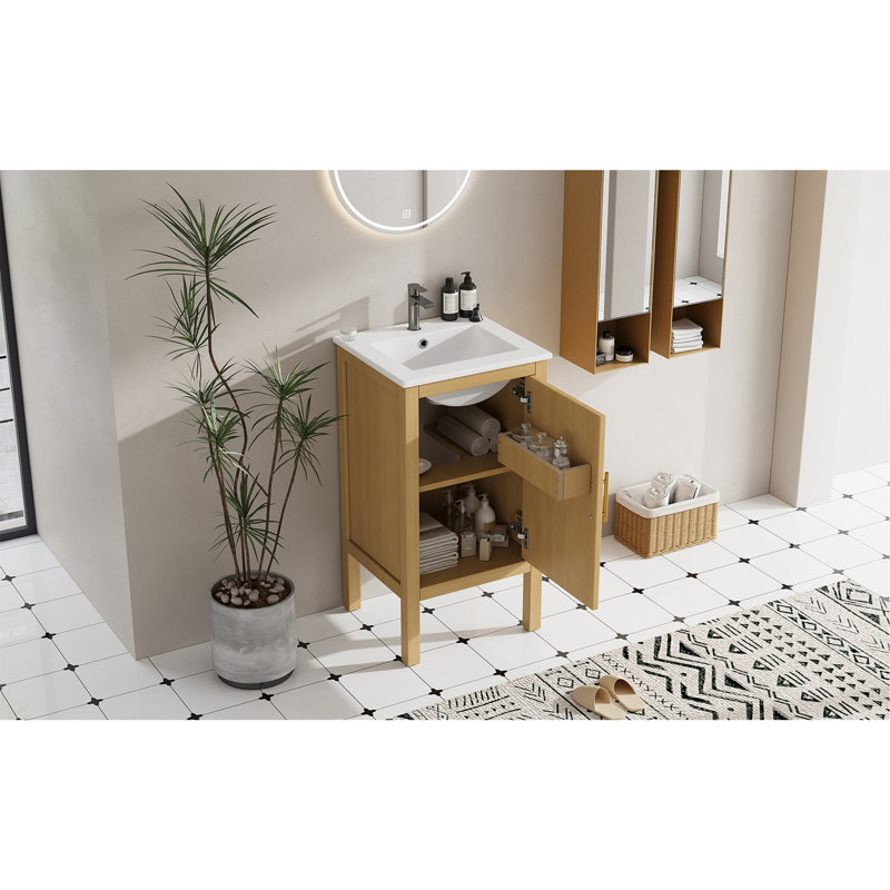 Elegant Design Bathroom Vanity with Ceramic Sink,Ample Storage for Small Bathrooms