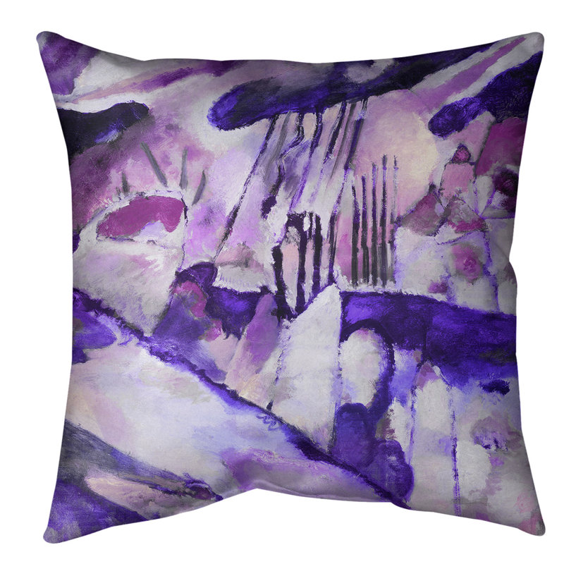 Coussin décoratif avec une pluie paysager, Mauve, 20 po x 20 po, Simili suède