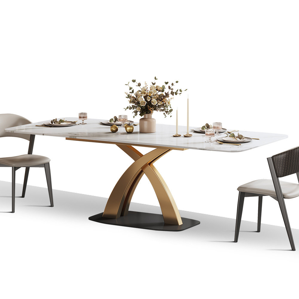 Everly Quinn Dafin Modern White Living Room Table Faux Marble