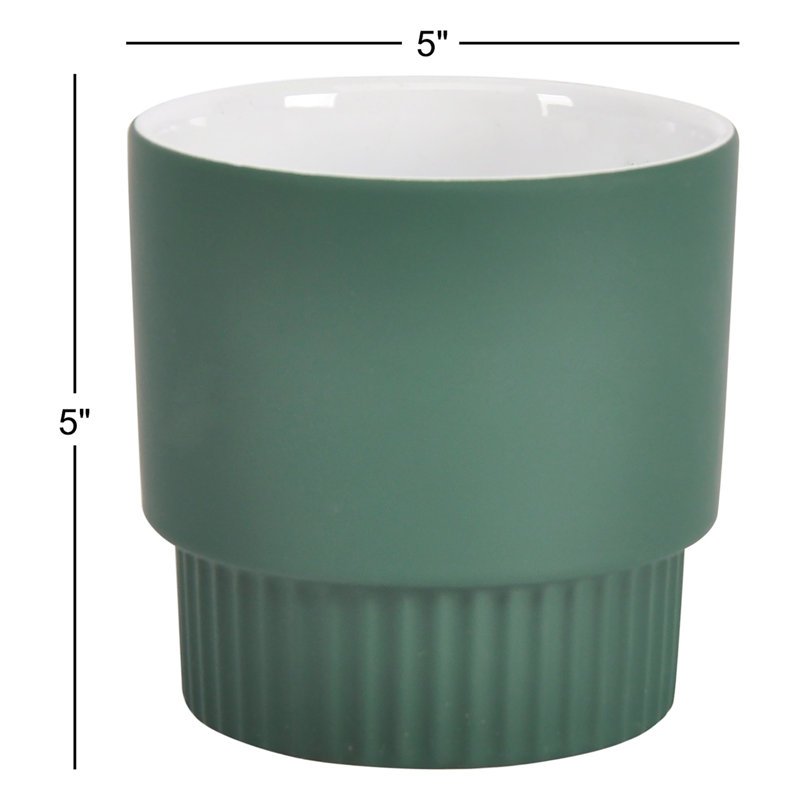Pot à fleur 100% grès Seville, Vert, H 5 po x l 5 po x P 5 po
