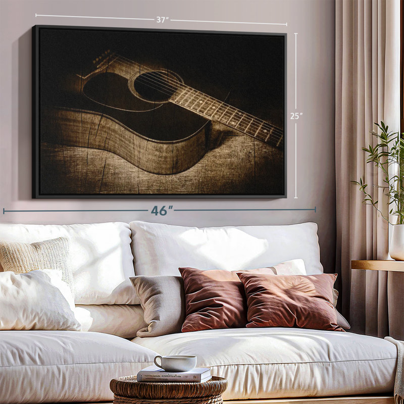Impression sur toile de guitare acoustique rétro, H 25 po x l 37 po