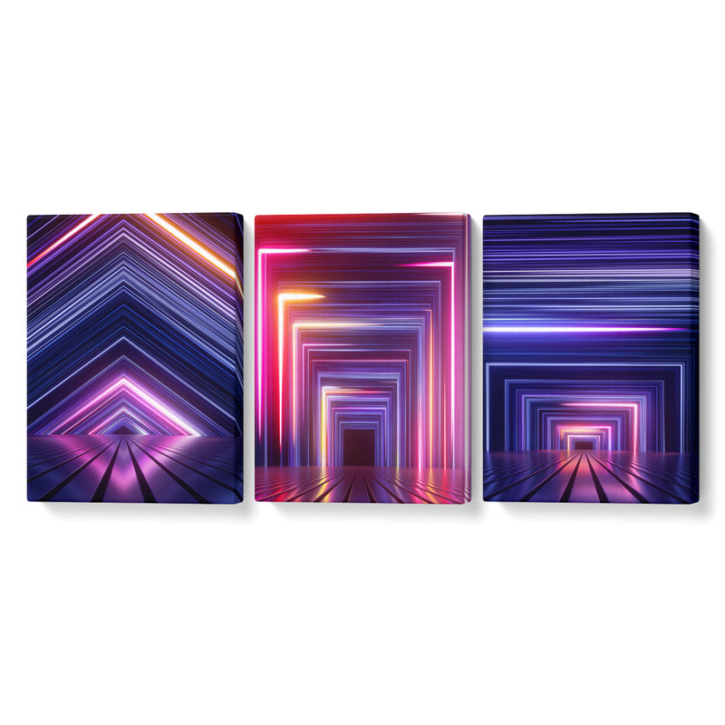 Ebern Designs Door into the Prism - 3 Piece Wrapped Canvas Art Prints ...