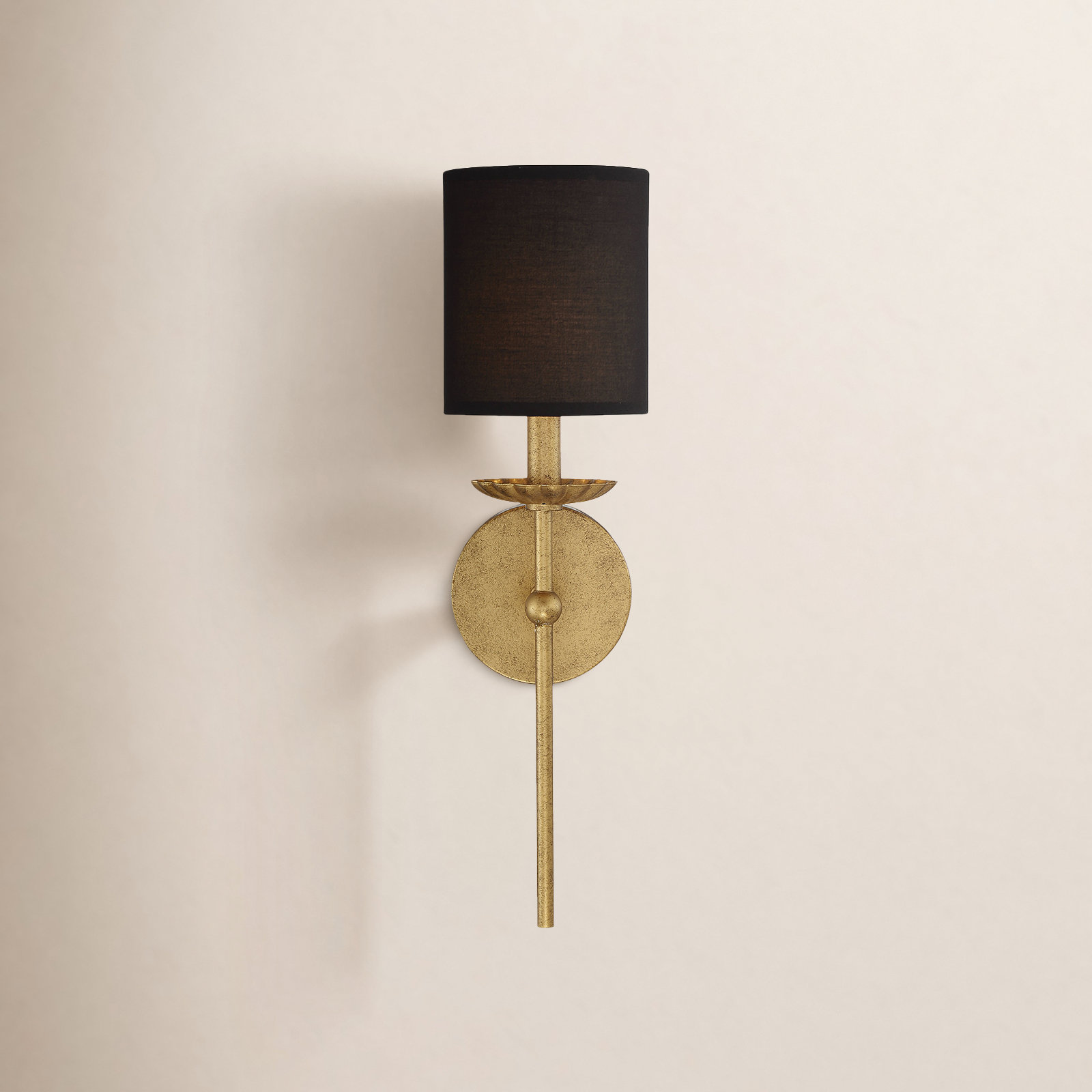 Olivette Single Light Dimmable Wall Sconces, Gold, Black