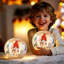 Christmas Decorations d'intérieur, lampe en verre bonhomme de neige bonhomme de neige, boule lumineuse craquelée de 5,9 po à piles, avec minuterie, flocon de neige à l'intérieur, Santa Patern, pour la décoration intérieure