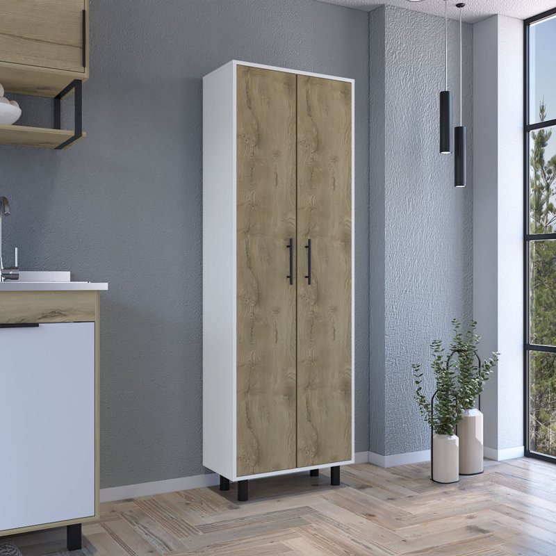 Armoire élégante avec cinq tablettes, Blanc