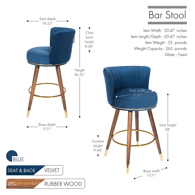 Tabourets de bar Pedra, Bleu