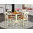 3 Piece Counter Height Dining Table Set Contains a Round Wooden Table with Pedestal and 2 Kitchen Dining Chairs, Buttermilk & Cherry-2015791285-2015791286