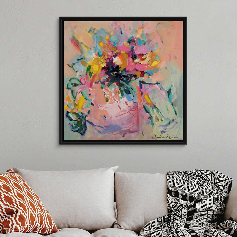 Reproduction d’art sur toile "I fissuré" par Amira Rahim, Toile avec cadre noir, H 38 po x l 38 po x P 1,75 po