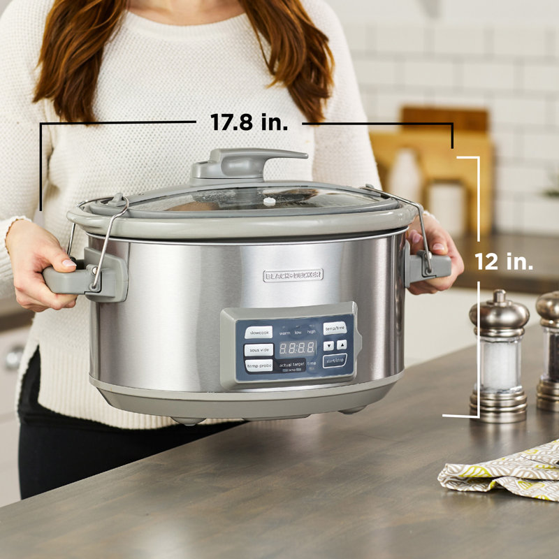BLACK+DECKER 7-Quart Digital Slow Cooker, SCD7007SSD, Temperature Probe, Sous-Vide, Locking Lid, Removable Stoneware Crock