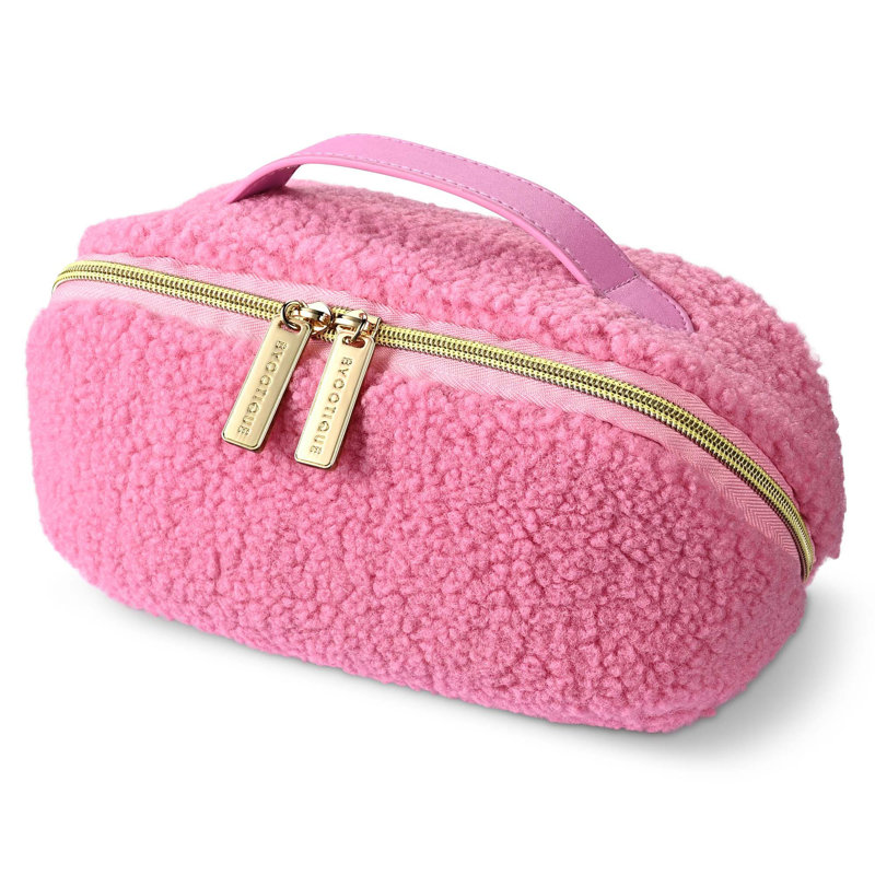 Organisateur de maquillage en flanelle Athulya, Rose