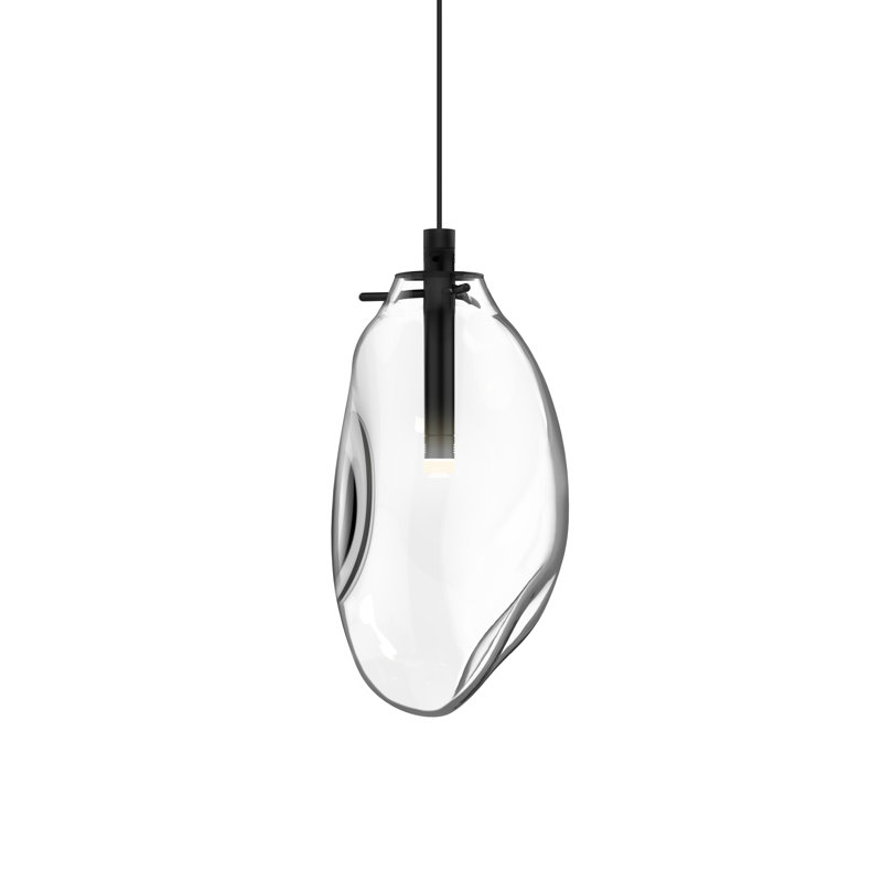 Liquid 1 - Light Satin Black Single Pendant, Clear, 10.75" H x 6" W x 6" D