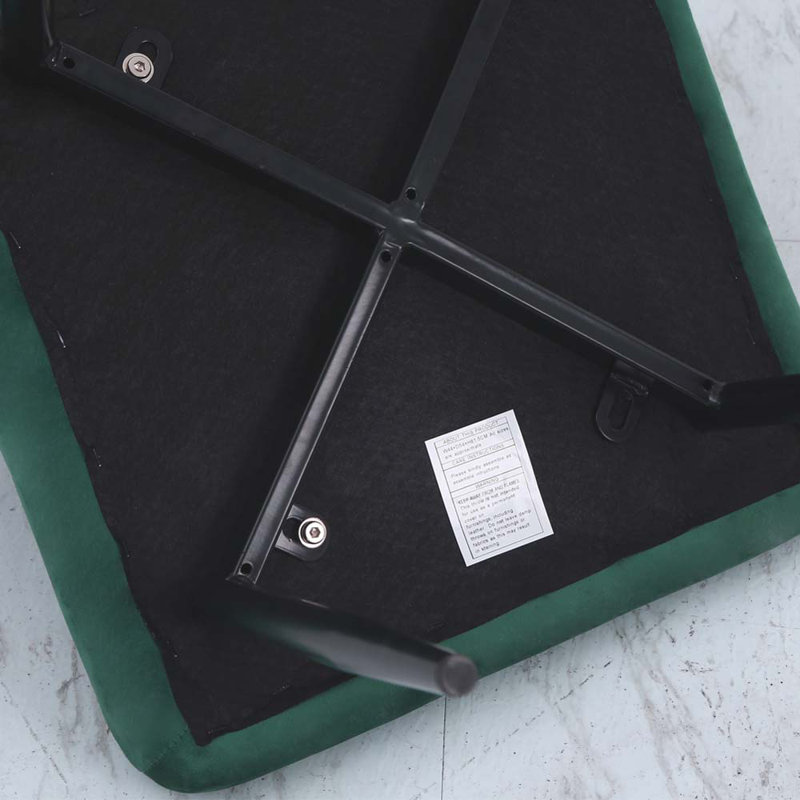Barryton Set of 4 Contemporary Frosted Velvet Dining Chairs with Metal Legs, Dark Green