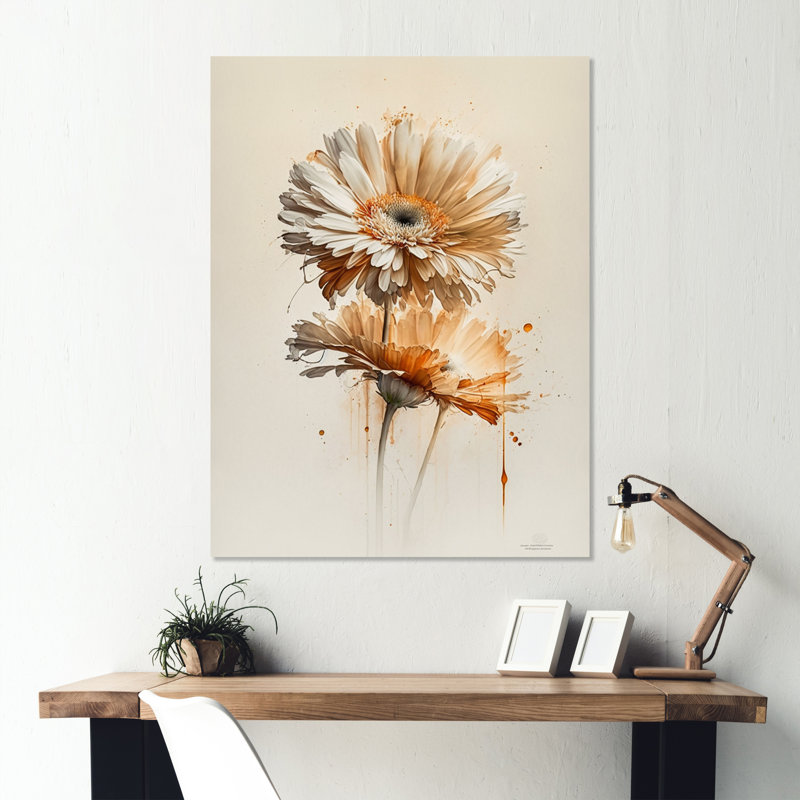 " Orange Gerbera Flower III ", 32" H x 24" W x 1" D, Wrapped Canvas