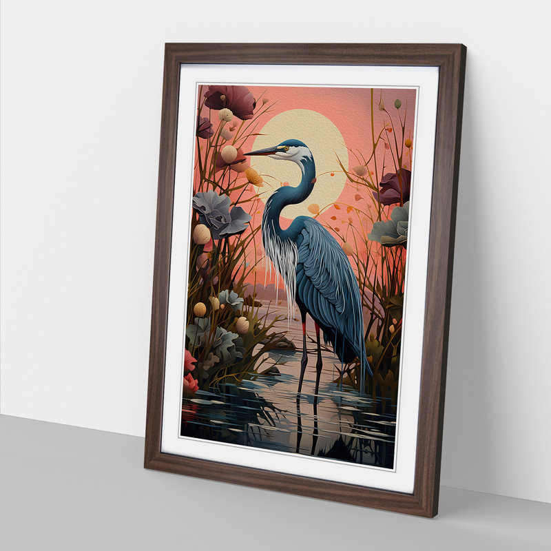 XYZ-FRM-V1223-3632 Heron Orphism No.2 - Single Picture Frame Print on Wood