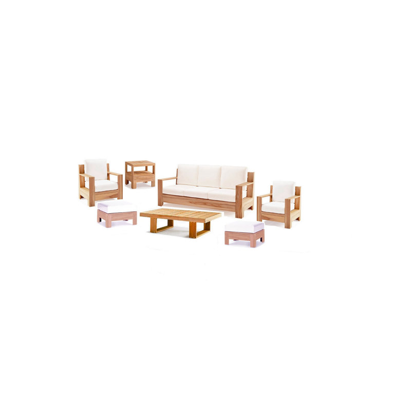 Canberra 80'' Wide Teak Patio Sofa with Sunbrella® Cushions