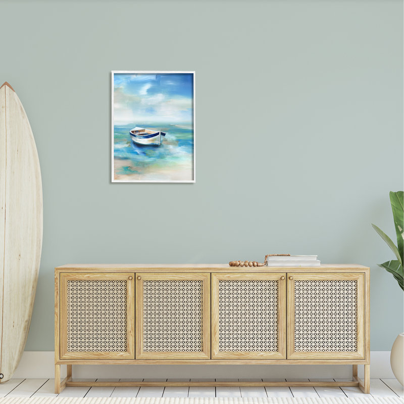 Peinture, Giclée encadrée blanc bord de mer, H 30 po x l 24 po x P 1,5 po