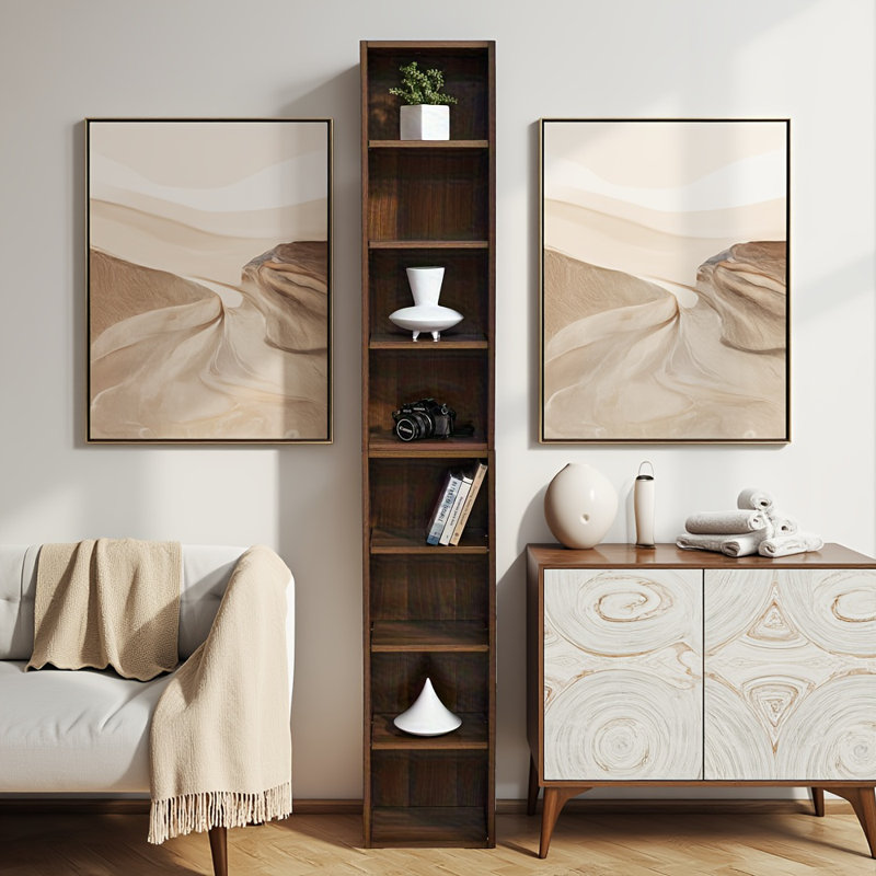 Étagère multimédia à 8 niveaux - Armoire de rangement pour CD / DVD à tablettes réglables, bibliothèque à deux étages détachable, bibliothèque étroite pour le bureau à domicile (surface imperméable, quincaillerie anti-basculement, emballage ista 3a)