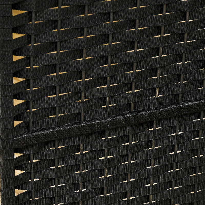 Paravent, écran d'intimité pliable à 6 panneaux de 5,6 pi de hauteur. Noir pour bureau à domicile, chambre à coucher. Cloison autoportante avec enchantement tissé à la main élégant et haut mur arqué, cloison. Chambre à coucher, bureau.