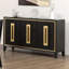 Serveur de rangement avec poignées en bois et garniture décorative dorée