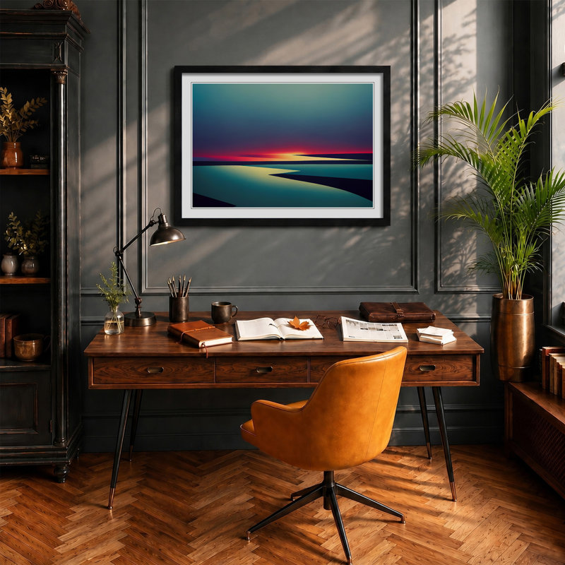 Abstract Ocean Scene - Framed Print, Black, 34cm H x 46cm W x 2cm D