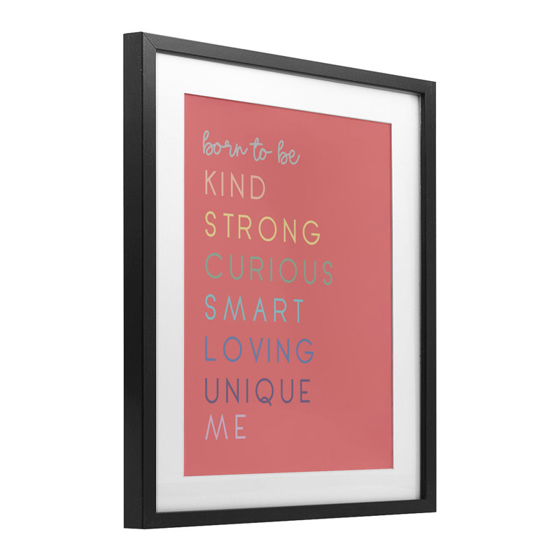 «Born To Be Adjectives», reproduction sous verre encadrée, design par Anna Quach, Cadre noir minuit, H 16 po x l 13 po