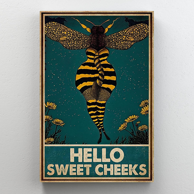 «Bee Hello Sweet Cheek», reproduction d'art graphique sur toile tendue, H 36 po x l 24 po x P 1,25 po