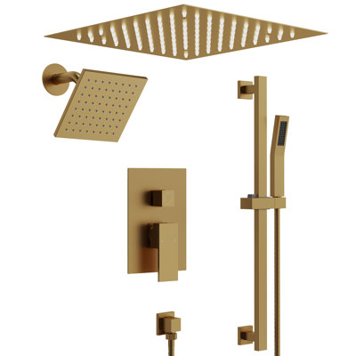 Système de robinet de douche à DEL, pomme de douche double 12 po et 6 po avec valve brute