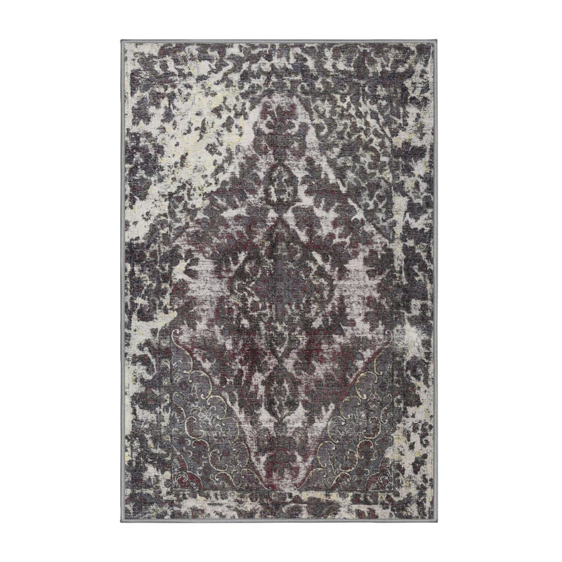 Tapis oriental en laine noir / gris, Rectangle 7 pi x 9 pi