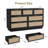 Rattan 7 Drawer Dresser, 55in Wide 7 Chest of Drawers with Metal Handles and Wooden Sturdy Base for Bedroom Living Room Nursery-1718206465