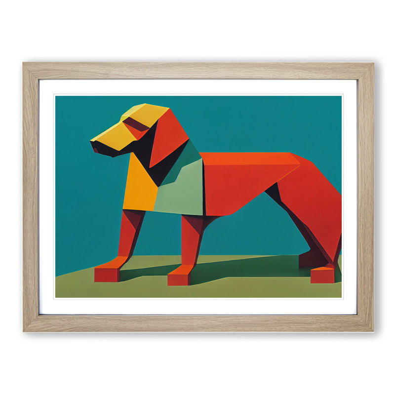 Dog Abstract Vol.1 - Single Picture Frame Painting, 34cm H x 46cm W x 2cm D, Oak