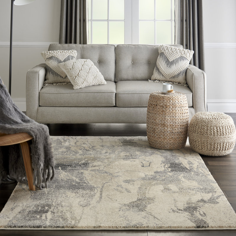 Tapis crème moderne, Rectangle 4 pi x 6 pi
