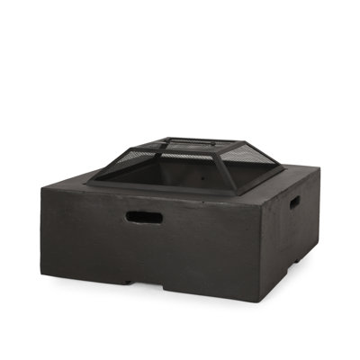 Outdoor 29" Square Mgo Wood- Burning Fire Pit, Dark Gray