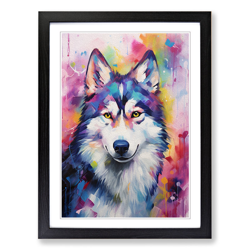 Husky Impressionism - Framed Print, 46cm H x 34cm W x 2cm D, Black Framed