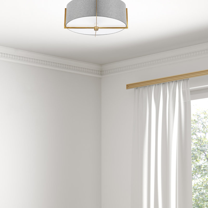 Plafonnier semi-encastré 3 lumières Cadwell, Laiton vieilli, gris