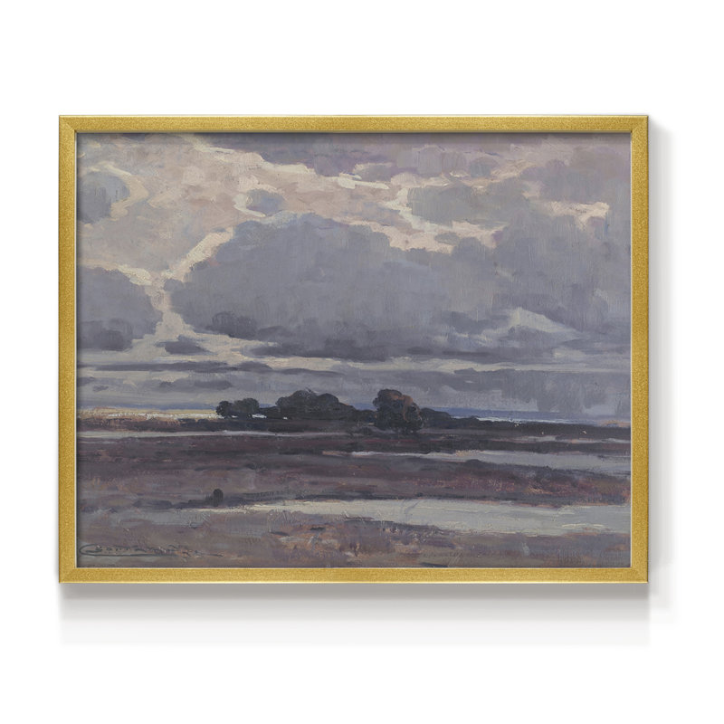 Paysages rétro-DCCLxxxi - reproduction encadrée - réversible, H 22 po x l 28 po, Or